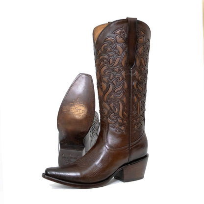 Bota de Dama Grecia Grabado Laser Floral