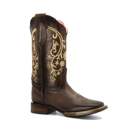 Bota Vaquera Jade en Piel Pull Up